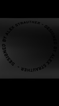a black circle with the words alex strauther on it